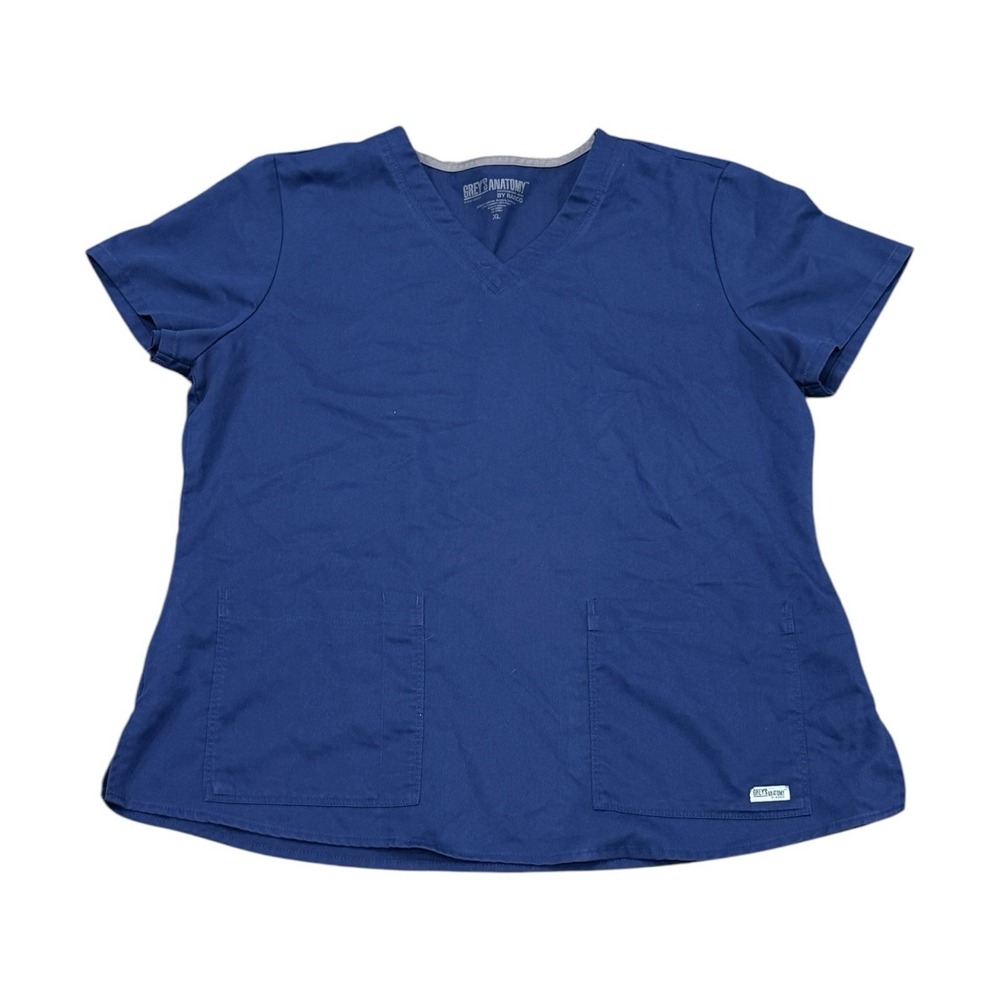 Greys Anatomy Barco Womens Scrub Top Blue Size XL‎ V-Neck Pockets Medical
